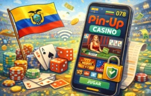 Ilustración de la aplicación móvil de PinUp Casino en Ecuador, mostrando juegos de casino online, interfaz optimizada para смартфон y experiencia de juego desde el celular